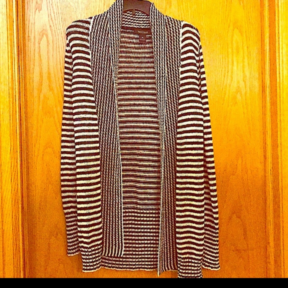 Lk New White House Black Market Black White Cardigan Sweater sz M L